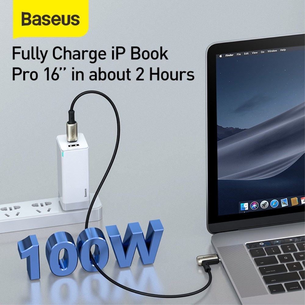 Baseus 100W USB-C Snellaad Kabel 5A 4K@60Hz Videokabel 1.5M Zwart afbeelding 7