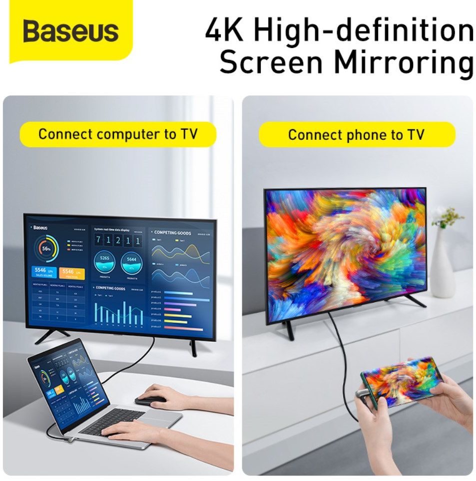 Baseus 100W USB-C Snellaad Kabel 5A 4K@60Hz Videokabel 1.5M Zwart afbeelding 4