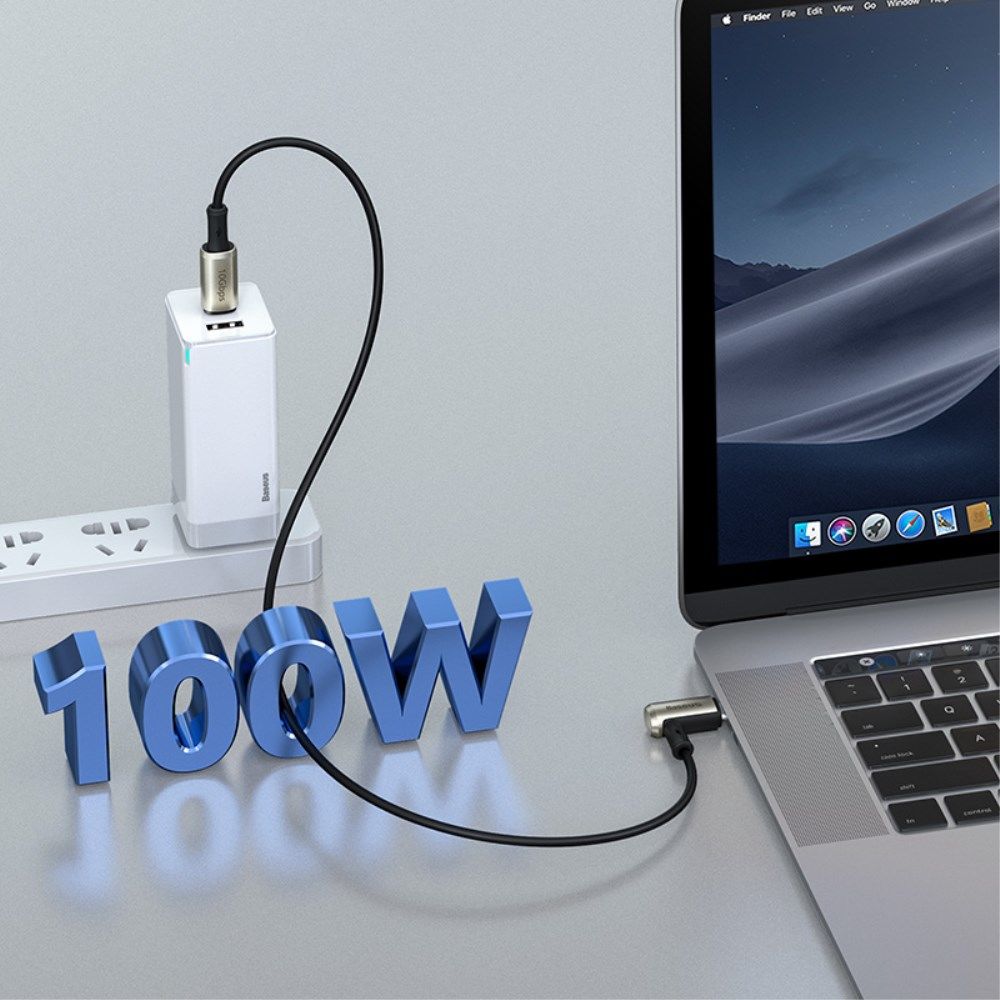 Baseus 100W USB-C Snellaad Kabel 5A 4K@60Hz Videokabel 1.5M Zwart afbeelding 9