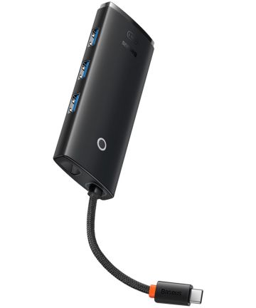 Baseus Lite 5-in-1 100W USB-C Hub naar USB-C PD/3x USB 3.0/HDMI Zwart Kabels