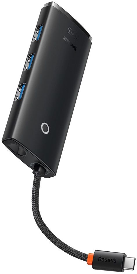Baseus Lite 5-in-1 100W USB-C Hub naar USB-C PD/3x USB 3.0/HDMI Zwart afbeelding 1