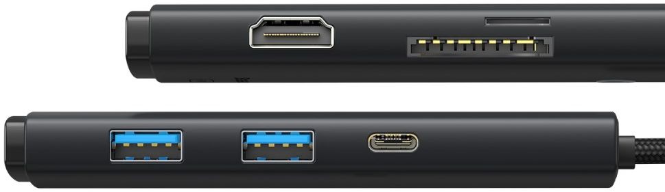 Baseus Lite 6-in-1 USB-C Hub naar HDMI/2x USB 3.0/USB-C/SD/TF Zwart afbeelding 3