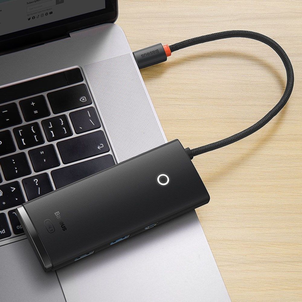 Baseus Lite 6-in-1 USB-C Hub naar HDMI/2x USB 3.0/USB-C/SD/TF Zwart afbeelding 12