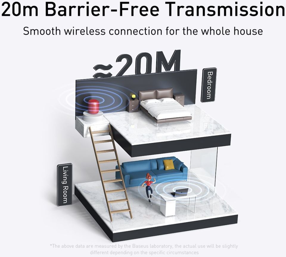 Baseus BA04 Mini Bluetooth 5.0 Receiver USB-A Adapter Dongle Zwart afbeelding 5