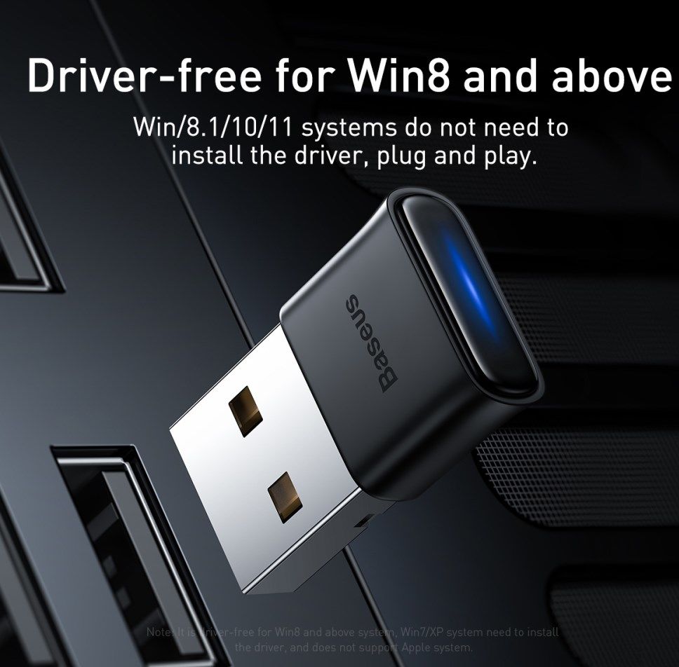 Baseus BA04 Mini Bluetooth 5.0 Receiver USB-A Adapter Dongle Zwart afbeelding 6