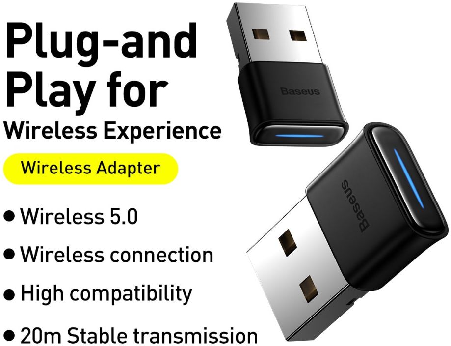 Baseus BA04 Mini Bluetooth 5.0 Receiver USB-A Adapter Dongle Zwart afbeelding 12