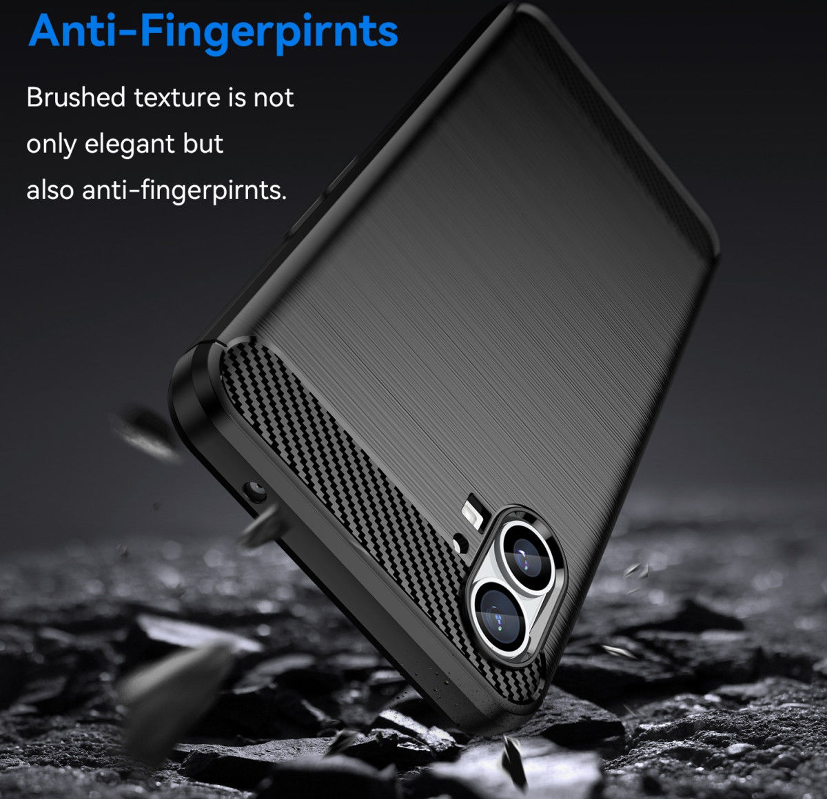 Nothing Phone (1) Hoesje Geborsteld TPU Flexibele Back Cover Zwart afbeelding 4