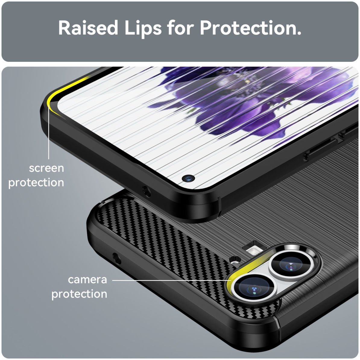 Nothing Phone (1) Hoesje Geborsteld TPU Flexibele Back Cover Zwart afbeelding 5