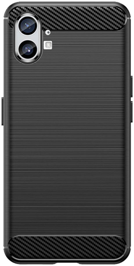 Nothing Phone (1) Hoesje Geborsteld TPU Flexibele Back Cover Zwart afbeelding 2