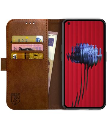 Rosso Element Nothing Phone 1 Hoesje Book Cover Wallet Bruin Hoesjes