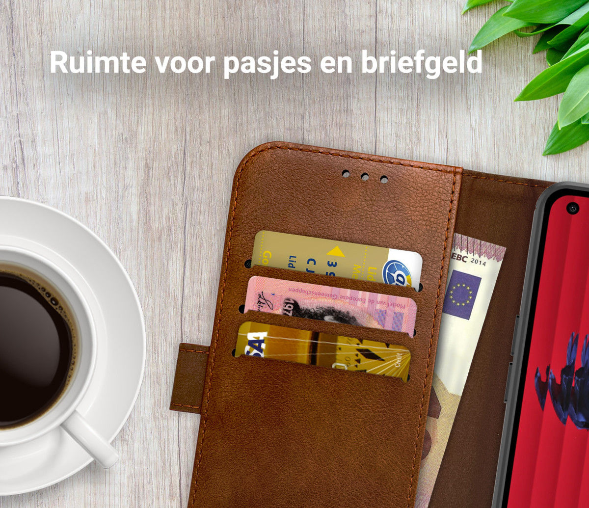 Rosso Element Nothing Phone 1 Hoesje Book Cover Wallet Bruin afbeelding 3