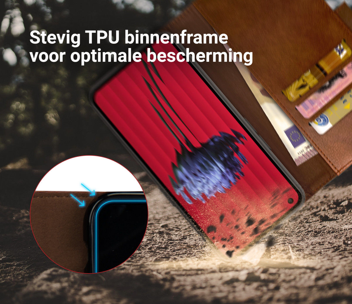 Rosso Element Nothing Phone 1 Hoesje Book Cover Wallet Bruin afbeelding 4