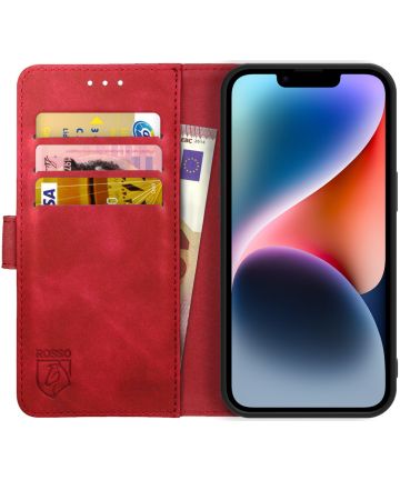 Rosso Element Apple iPhone 14 Hoesje Book Cover Wallet Rood Hoesjes