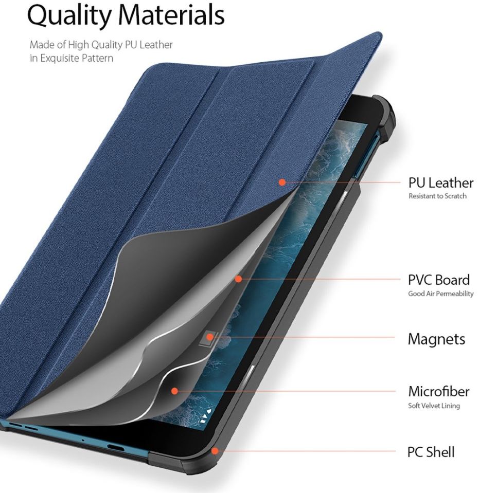 Dux Ducis Domo Series Nokia T10 Hoes Tri-Fold Book Case Blauw afbeelding 2