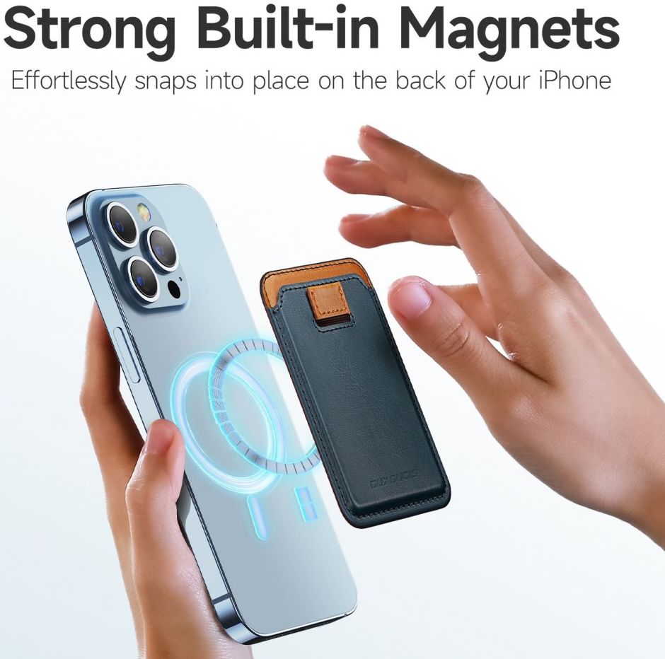 Dux Ducis Magnetische Wallet MagSafe Kaarthouder Kunstleer Blauw afbeelding 5