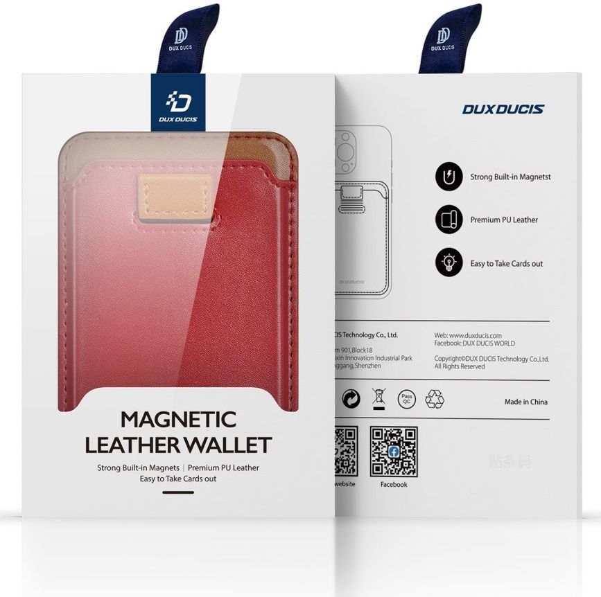Dux Ducis Magnetische Wallet MagSafe Kaarthouder Kunstleer Rood afbeelding 11
