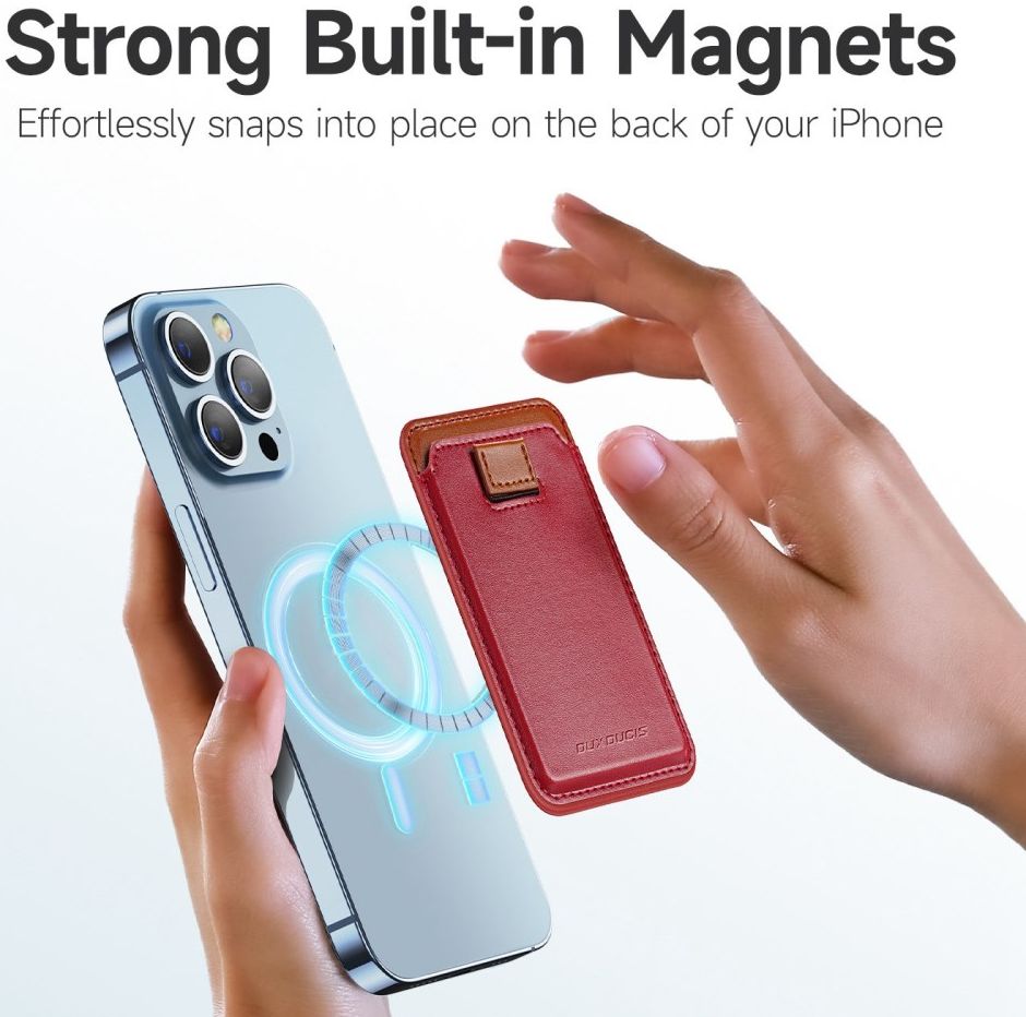 Dux Ducis Magnetische Wallet MagSafe Kaarthouder Kunstleer Rood afbeelding 5