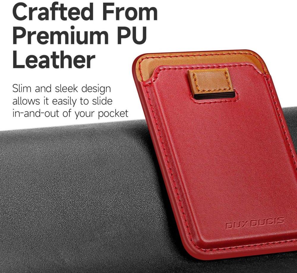 Dux Ducis Magnetische Wallet MagSafe Kaarthouder Kunstleer Rood afbeelding 8
