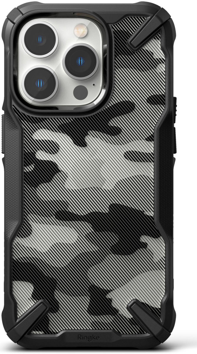 Ringke Fusion X iPhone 14 Pro Hoesje Back Cover Camo Zwart afbeelding 4
