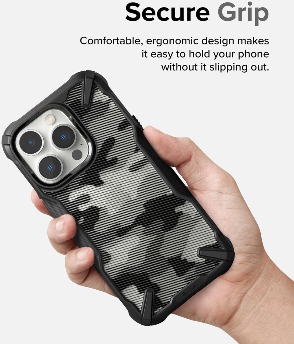 Ringke Fusion X iPhone 14 Pro Hoesje Back Cover Camo Zwart afbeelding 8