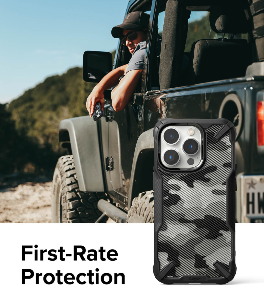 Ringke Fusion X iPhone 14 Pro Hoesje Back Cover Camo Zwart afbeelding 9