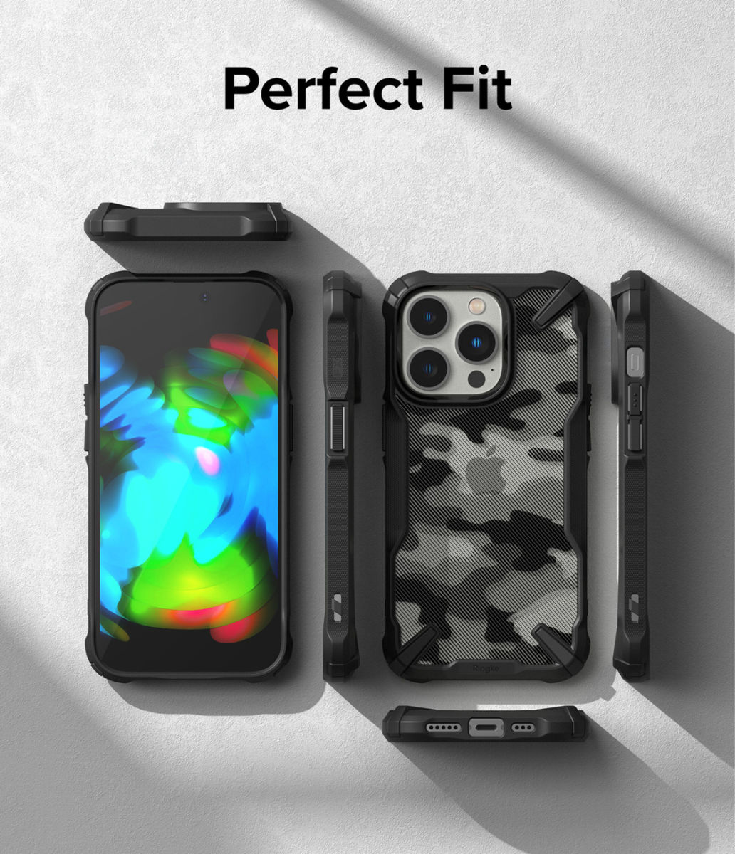 Ringke Fusion X iPhone 14 Pro Hoesje Back Cover Camo Zwart afbeelding 10