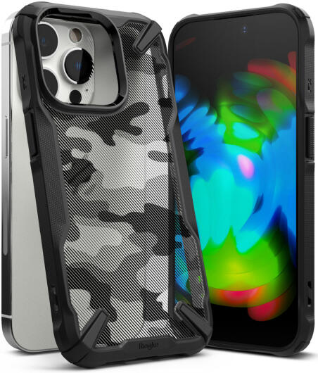 Ringke Fusion X iPhone 14 Pro Hoesje Back Cover Camo Zwart afbeelding 2