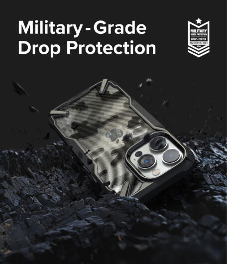 Ringke Fusion X iPhone 14 Pro Hoesje Back Cover Camo Zwart afbeelding 5