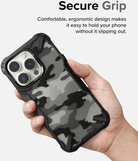 Ringke Fusion X iPhone 14 Pro Hoesje Back Cover Camo Zwart afbeelding 8
