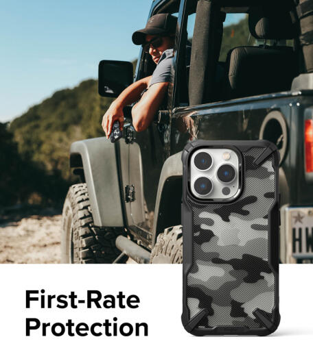 Ringke Fusion X iPhone 14 Pro Hoesje Back Cover Camo Zwart afbeelding 9