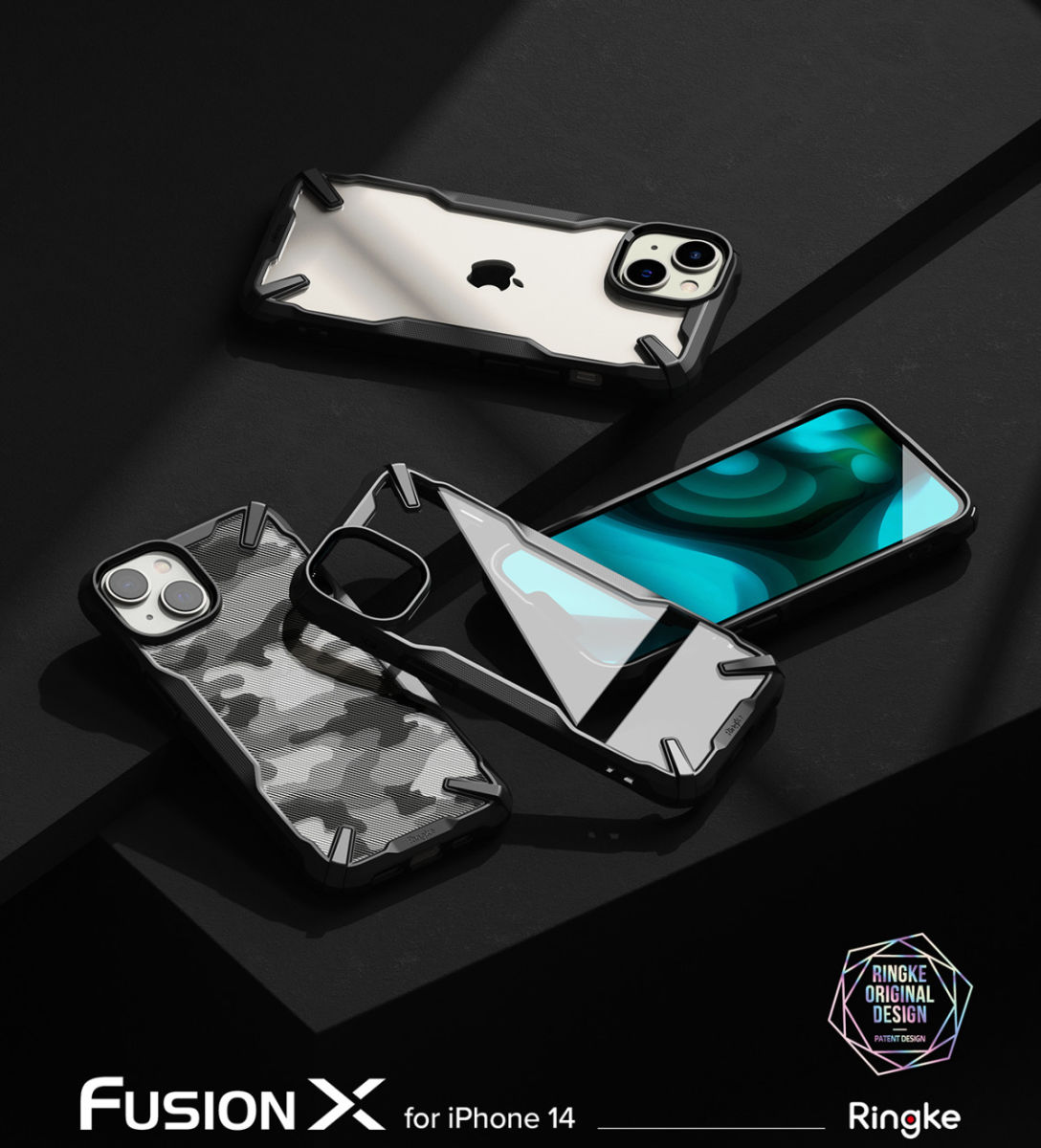 Ringke Fusion X Apple iPhone 14 Hoesje Back Cover Transparant Zwart afbeelding 11