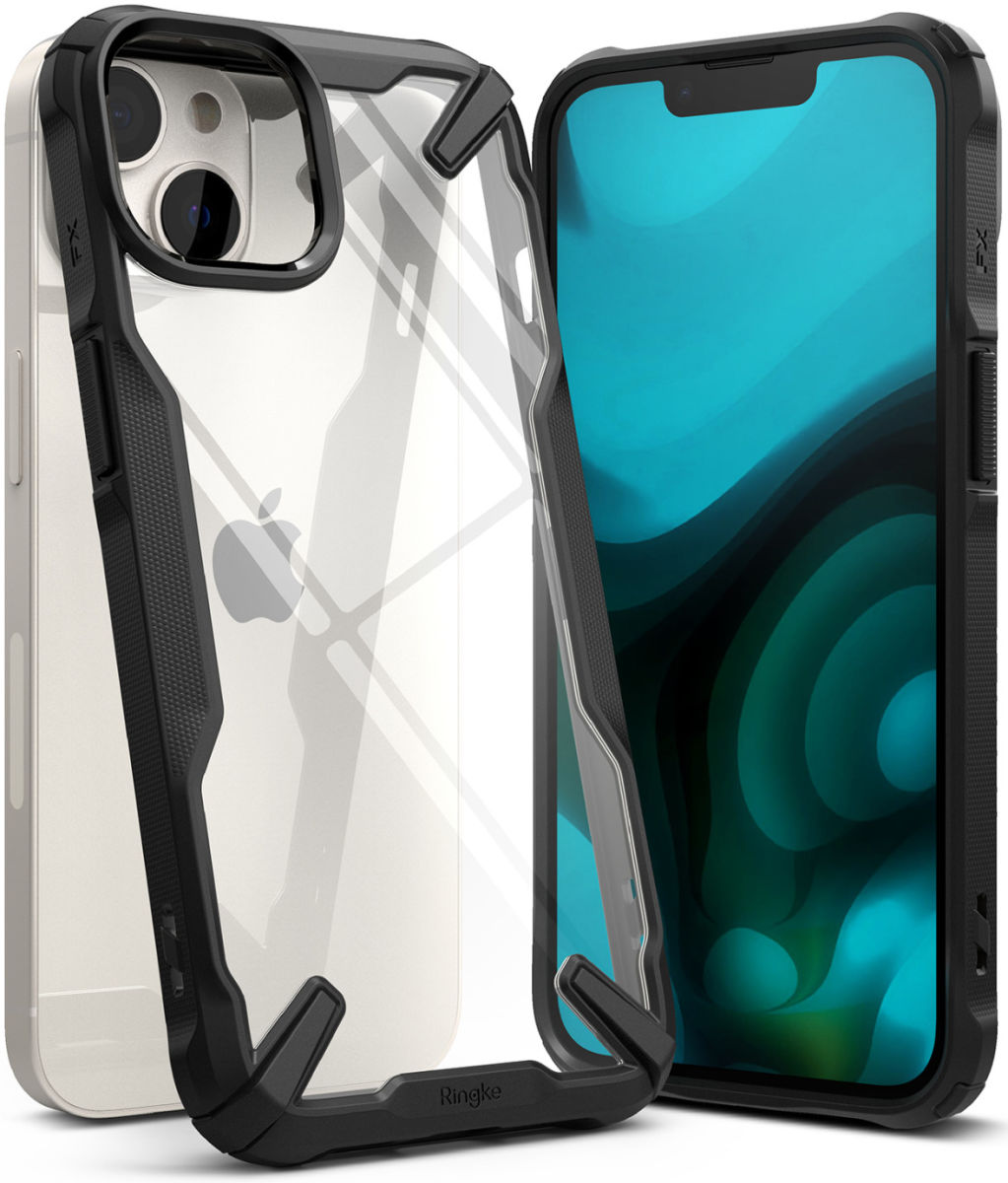 Ringke Fusion X Apple iPhone 14 Hoesje Back Cover Transparant Zwart afbeelding 2