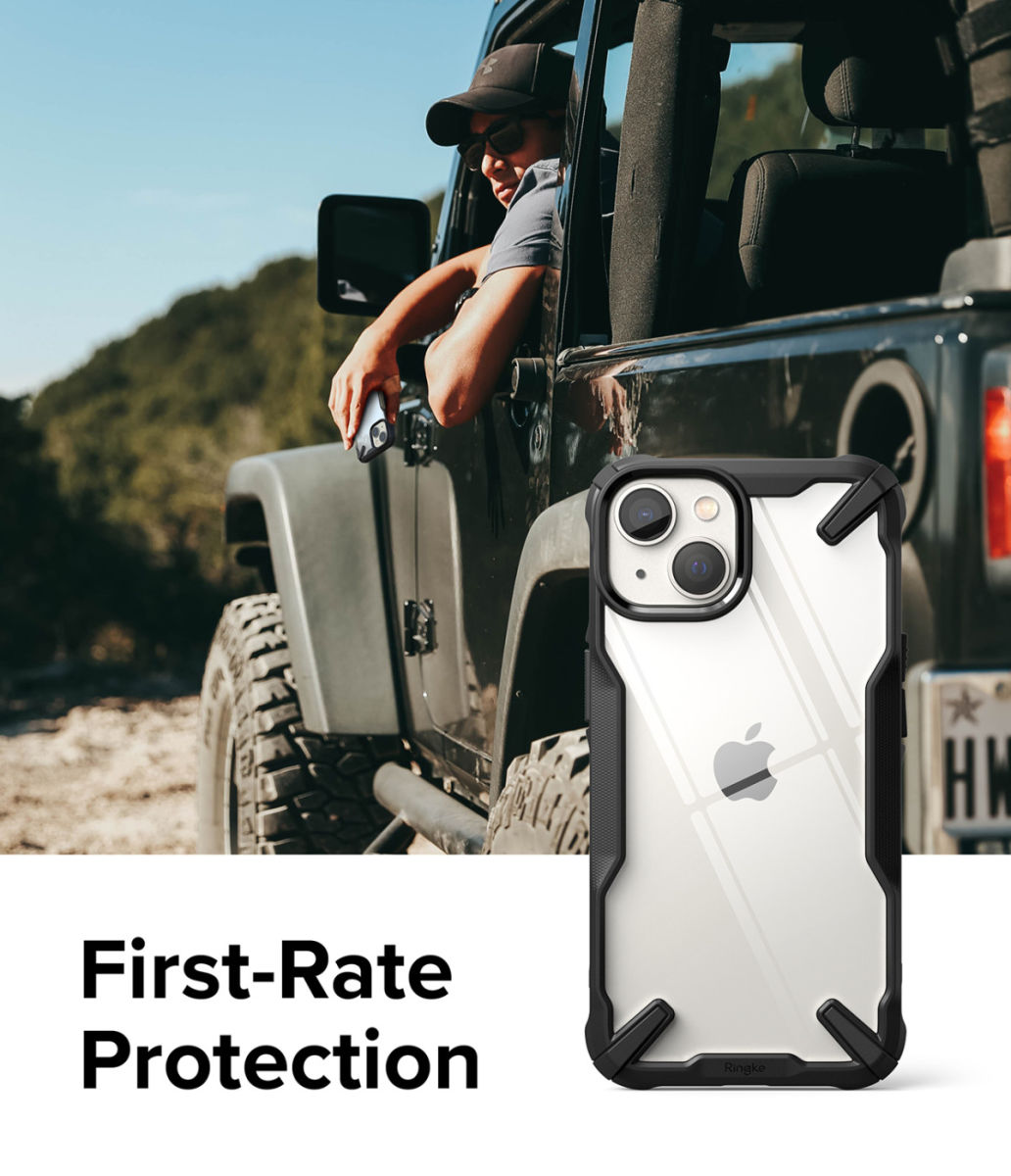 Ringke Fusion X Apple iPhone 14 Hoesje Back Cover Transparant Zwart afbeelding 7