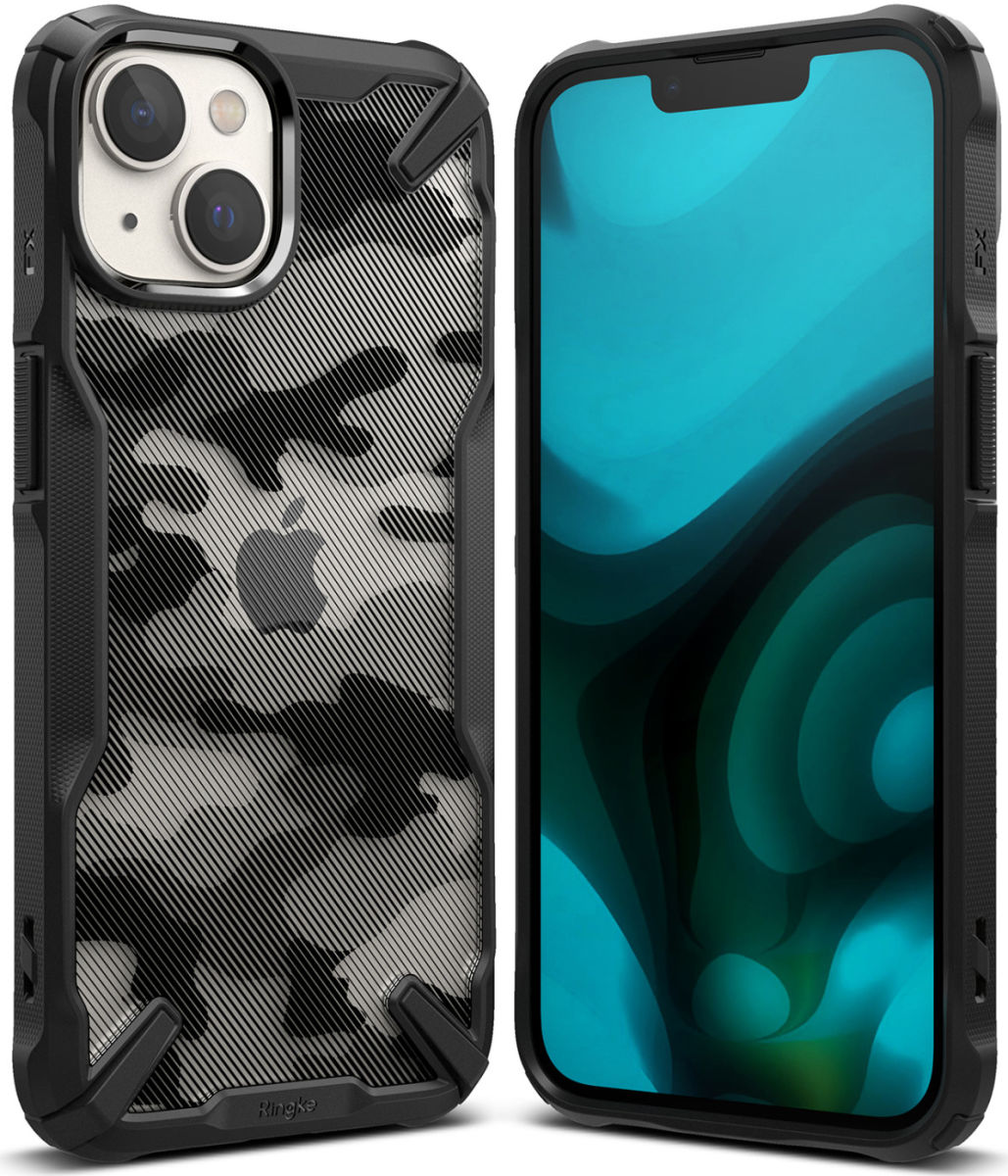 Ringke Fusion X Apple iPhone 14 Hoesje Back Cover Camo Zwart afbeelding 1