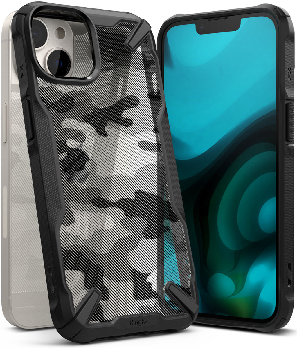 Ringke Fusion X Apple iPhone 14 Hoesje Back Cover Camo Zwart afbeelding 2
