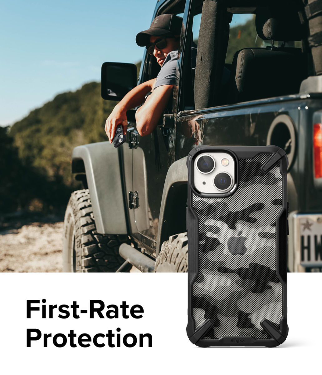 Ringke Fusion X Apple iPhone 14 Hoesje Back Cover Camo Zwart afbeelding 7