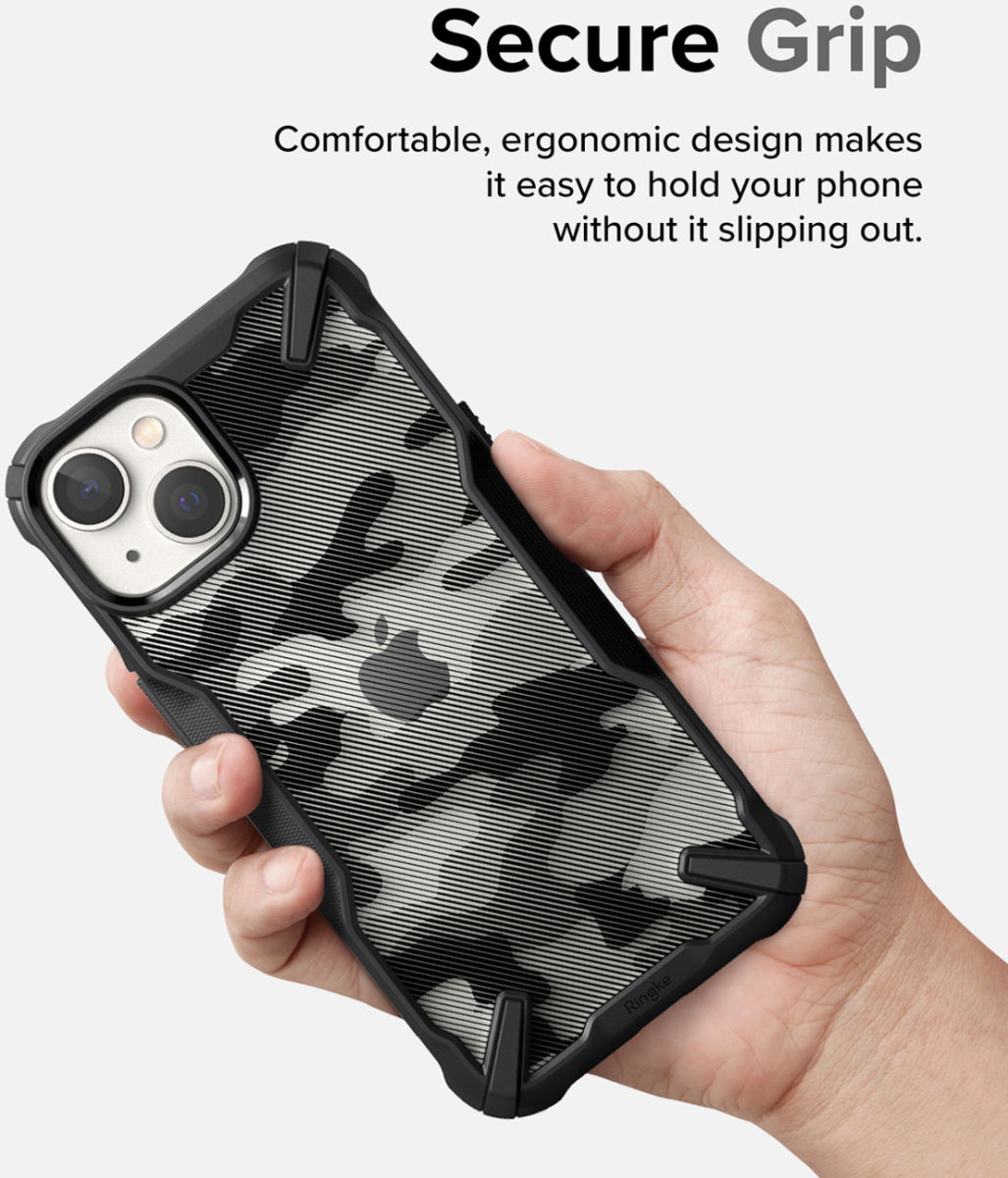 Ringke Fusion X Apple iPhone 14 Hoesje Back Cover Camo Zwart afbeelding 9