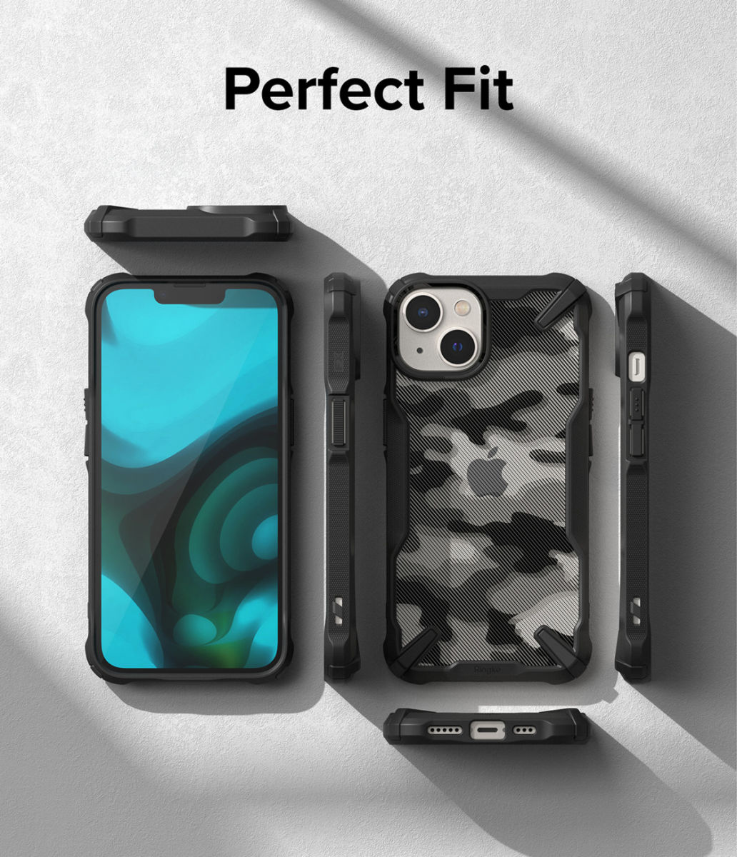 Ringke Fusion X Apple iPhone 14 Hoesje Back Cover Camo Zwart afbeelding 10