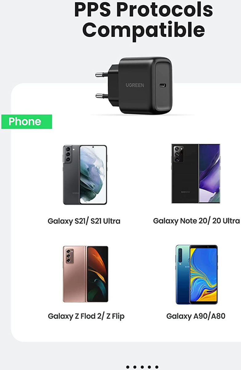 UGREEN Snellader 25W PD + USB-C naar USB-C Kabel 3A 2M Zwart afbeelding 6