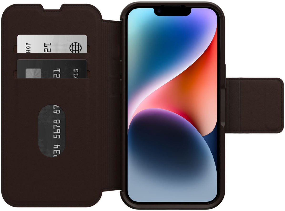 OtterBox Strada Apple iPhone 14 Hoesje Echt Leer Book Case Bruin afbeelding 1