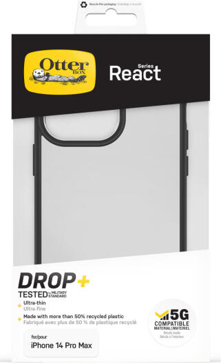 OtterBox React iPhone 14 Pro Max Hoesje Back Cover Transparant Zwart afbeelding 10