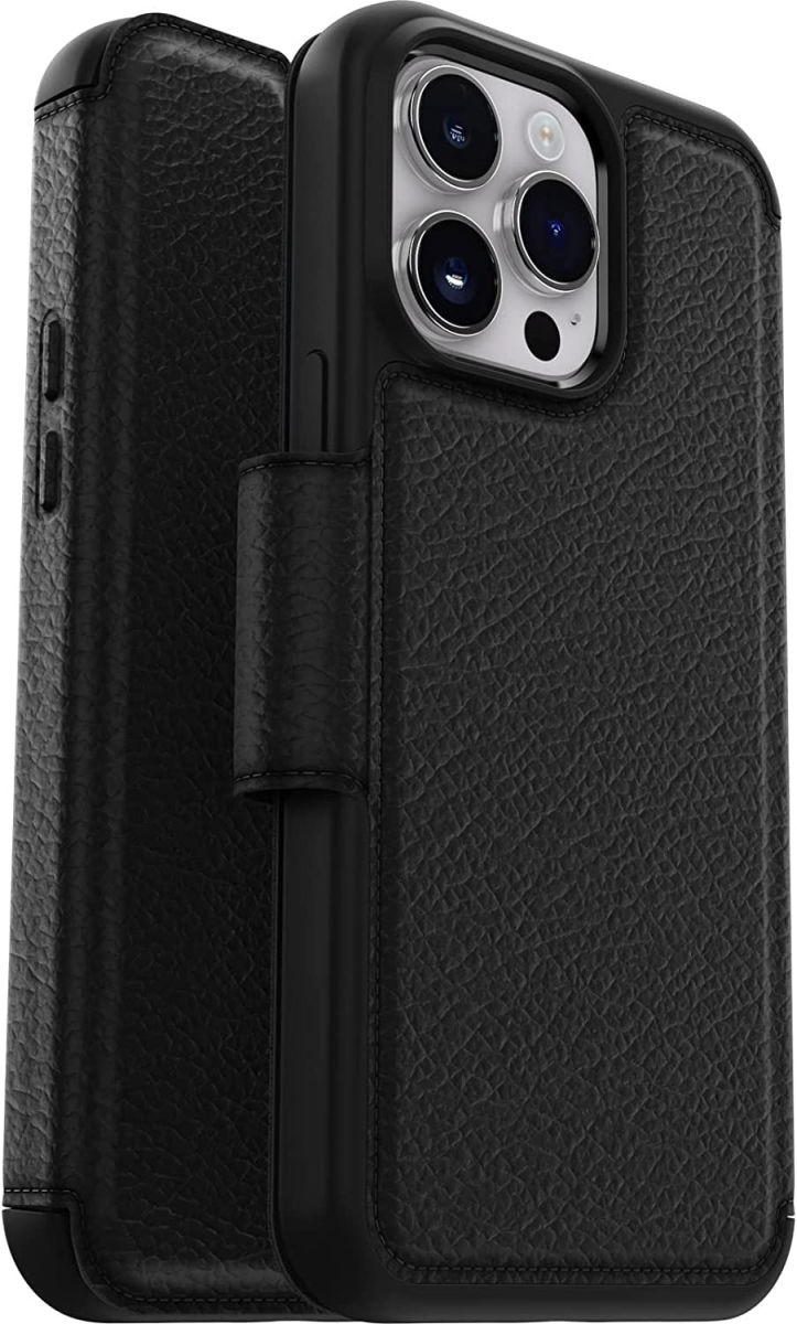 OtterBox Strada iPhone 14 Pro Max Hoesje Echt Leer Book Case Zwart afbeelding 1