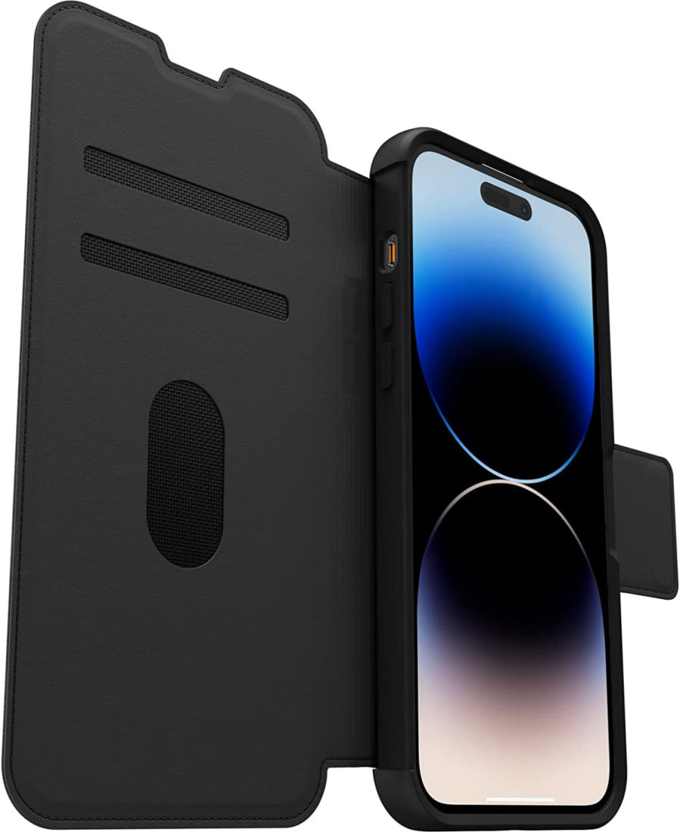 OtterBox Strada iPhone 14 Pro Max Hoesje Echt Leer Book Case Zwart afbeelding 2