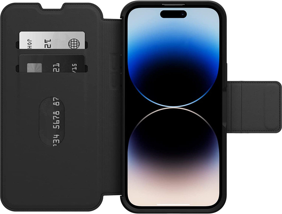 OtterBox Strada iPhone 14 Pro Max Hoesje Echt Leer Book Case Zwart afbeelding 4