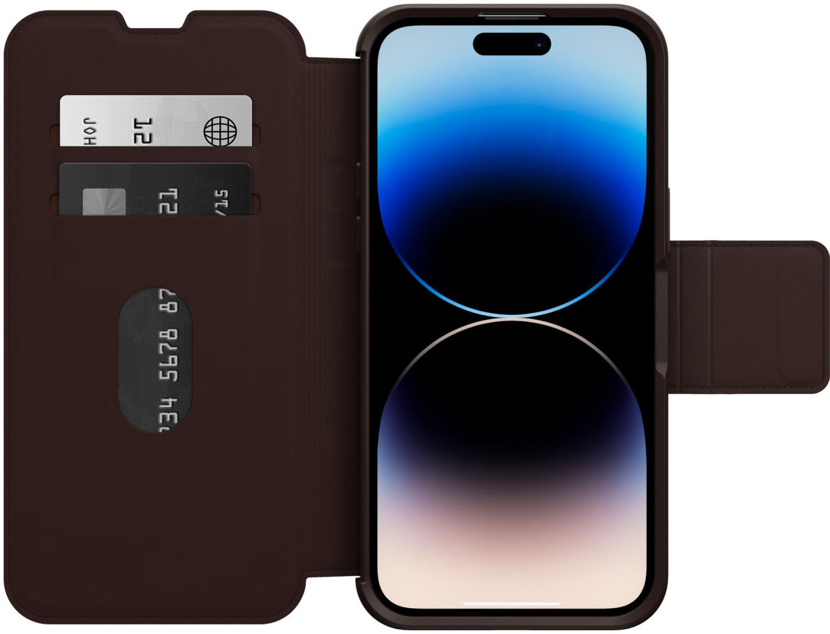 OtterBox Strada iPhone 14 Pro Max Hoesje Echt Leer Book Case Bruin afbeelding 2