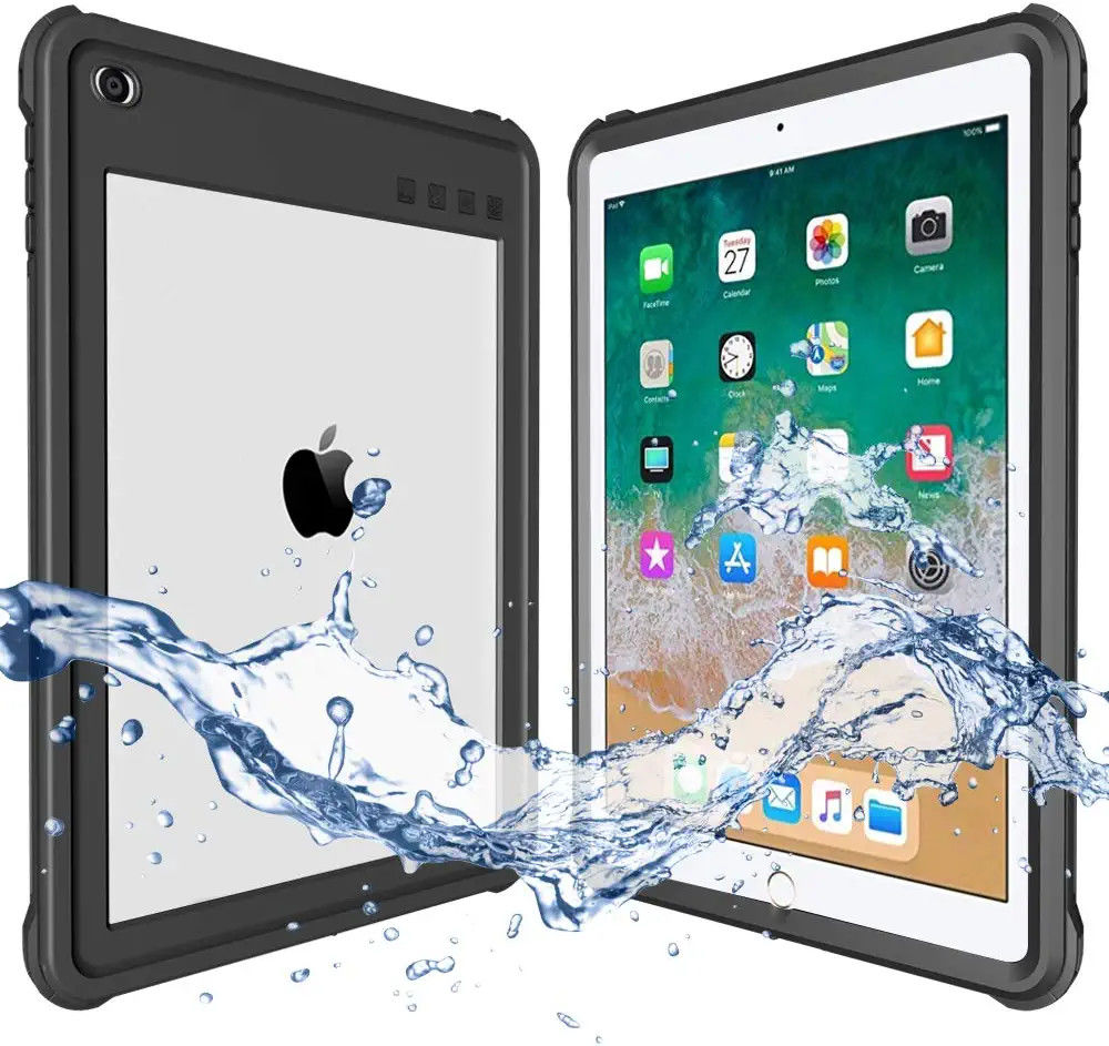Apple iPad 9.7 (2017/2018) Hoes Waterdicht Full Protect Cover Zwart afbeelding 1