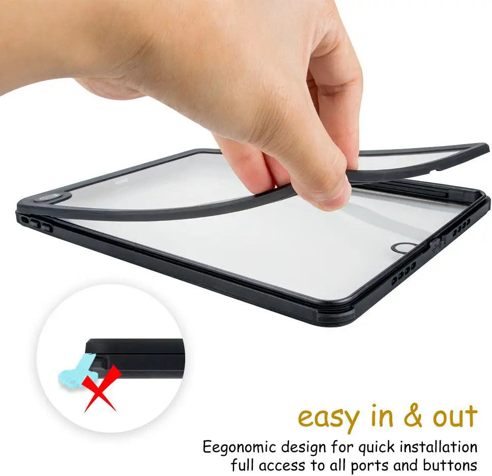Apple iPad 9.7 (2017/2018) Hoes Waterdicht Full Protect Cover Zwart afbeelding 6