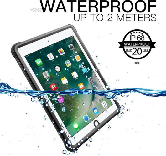 Apple iPad 9.7 (2017/2018) Hoes Waterdicht Full Protect Cover Zwart afbeelding 2
