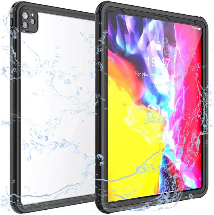 Apple iPad Pro 12.9 2020 Hoes Waterdicht Full Protect Cover IP68 Zwart afbeelding 1