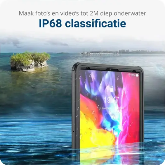 Apple iPad Pro 12.9 2020 Hoes Waterdicht Full Protect Cover IP68 Zwart afbeelding 5